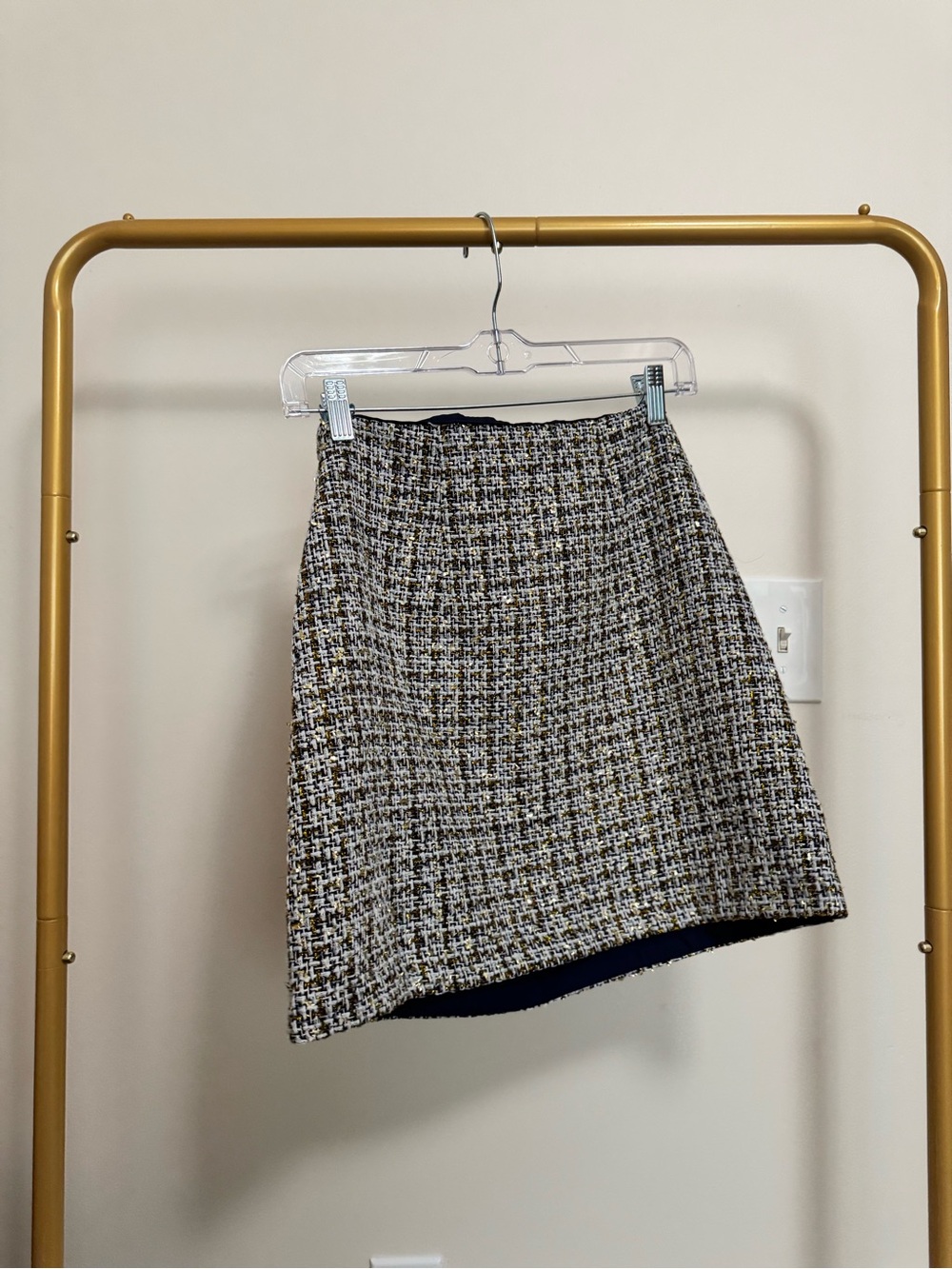 Loft Tweed Mini Skirt in Black, White & Gold